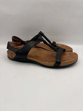 Timberland Smart Comfort Black Leather T Strap Sandals Women Size 9